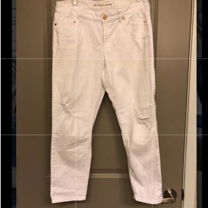 White Michael Kors cropped distressed skinny jean